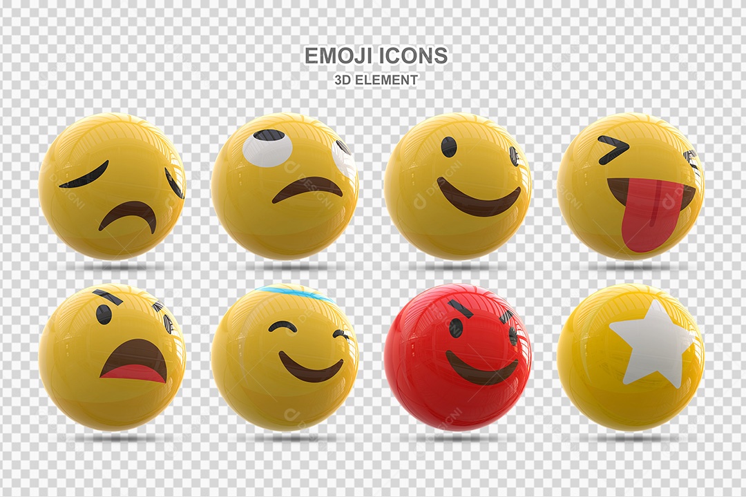 Elemento 3D Conjunto de Emojis Para Composição PSD