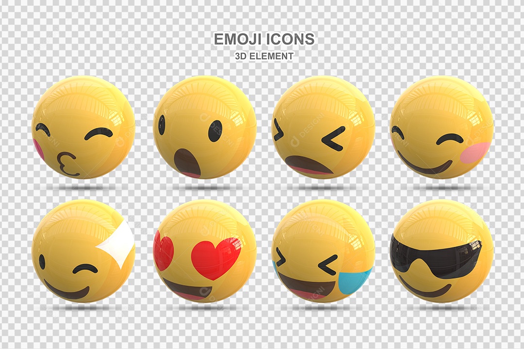 Elemento 3D Conjunto de Emojis Para Composição PSD