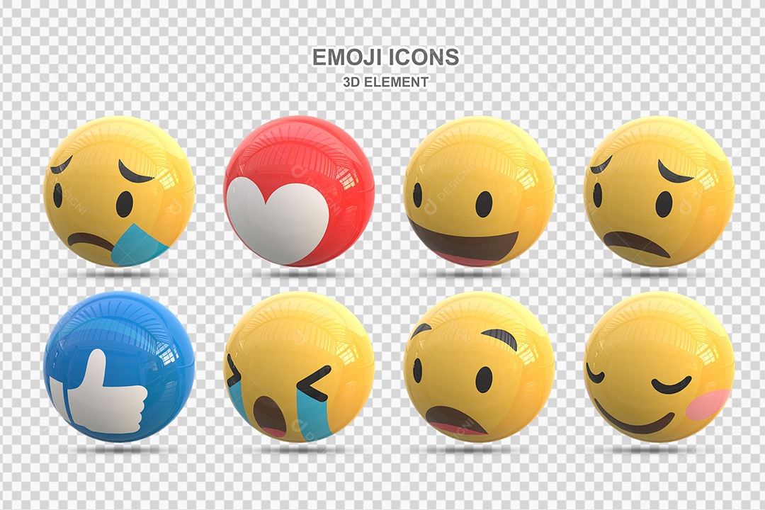 Elemento 3D Conjunto de Emojis Para Composição PSD