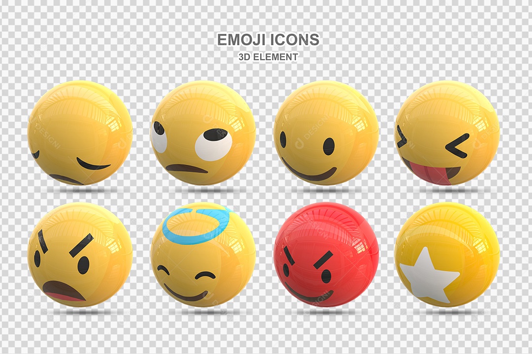 Elemento 3D Conjunto de Emojis Para Composição PSD