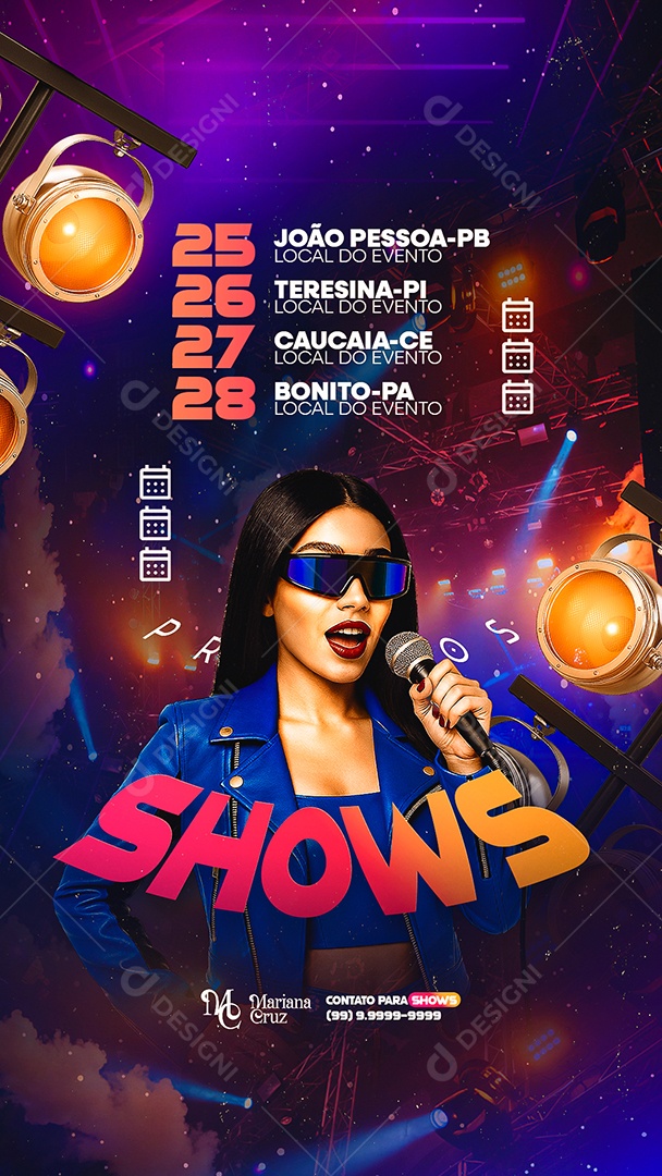 Story Flyer Próximos Shows Mariana Cruz Social Media PSD Editável