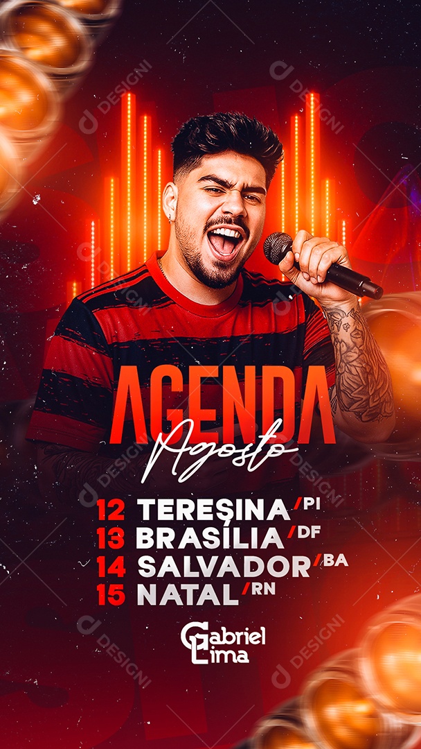 Story Flyer Agenda Agosto Gabriel Lima Social Media PSD Editável