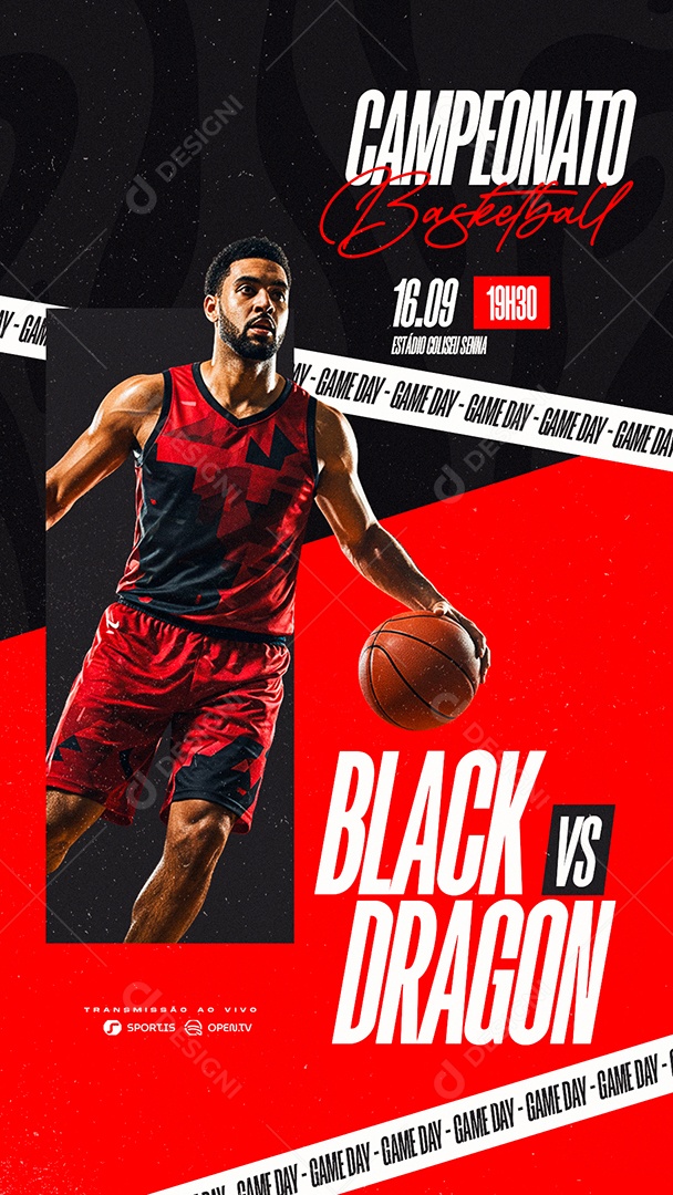 Story Campeonato Basketball Game Day Social Media PSD Editável