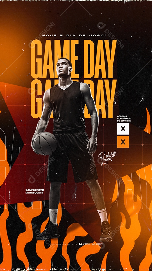 Story Campeonato de Basquete Game Day Social Media PSD Editável