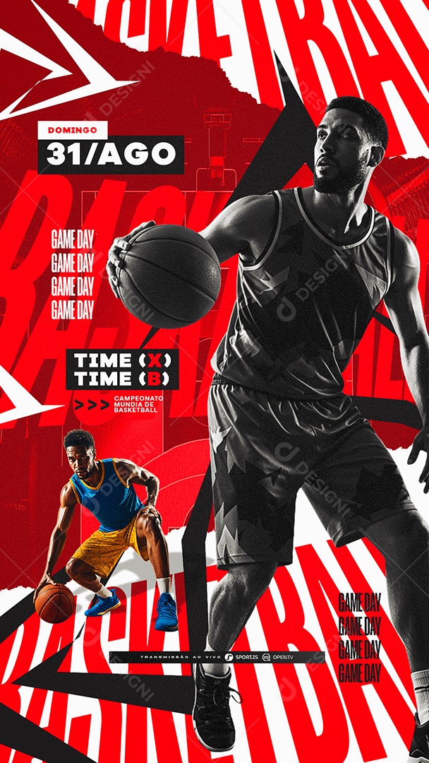 Story Campeonato Mundial de Basketball Domingo Social Media PSD Editável