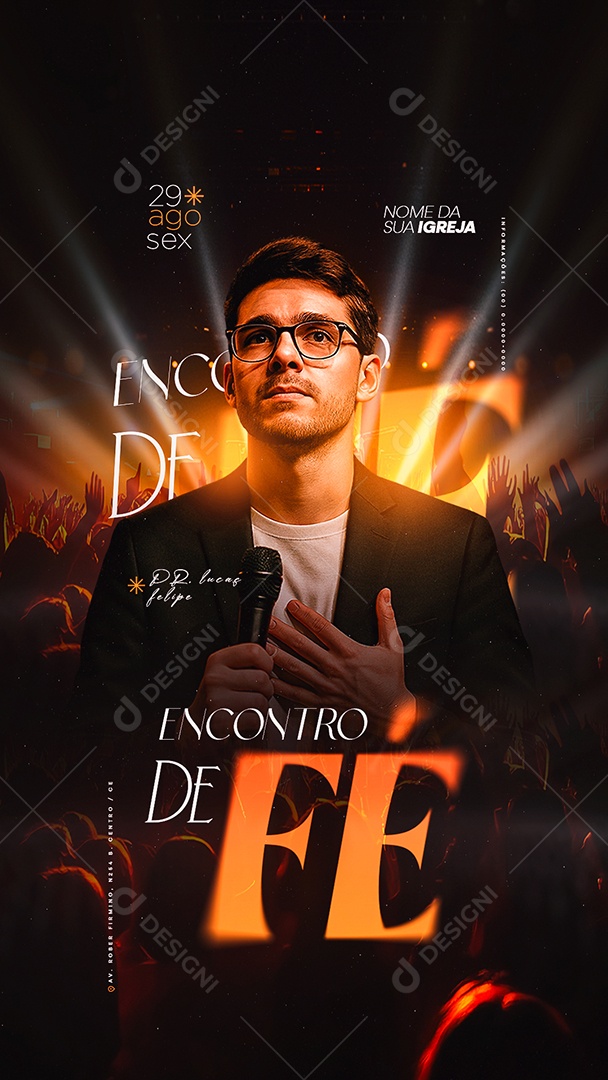Story Flyer Gospel Encontro de Fé Social Media PSD Editável