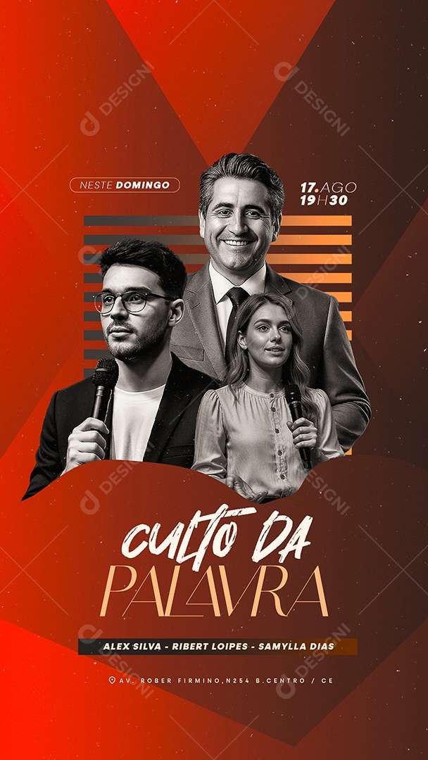Story Flyer Gospel Culto da Palavra Social Media PSD Editável