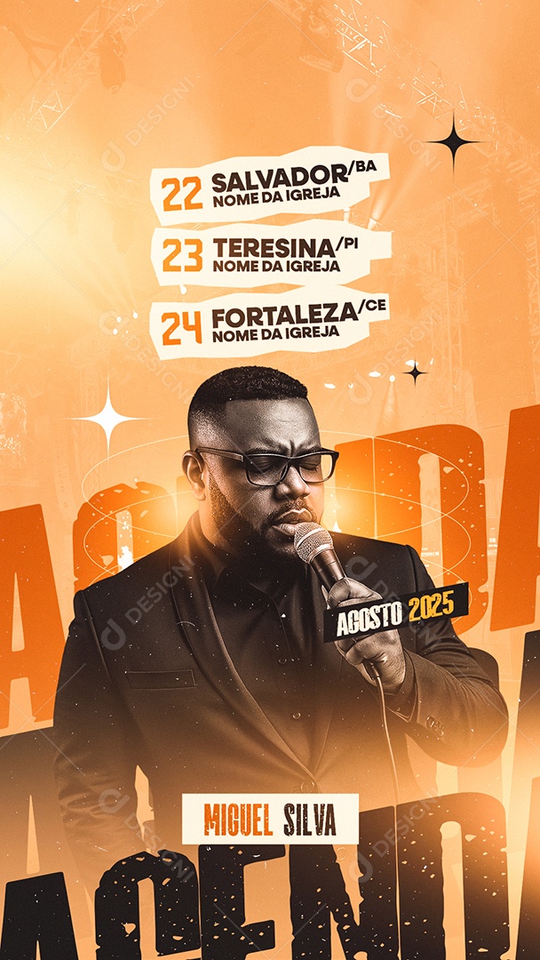 Story Flyer Gospel Agenda Miguel Silva Social Media PSD Editável