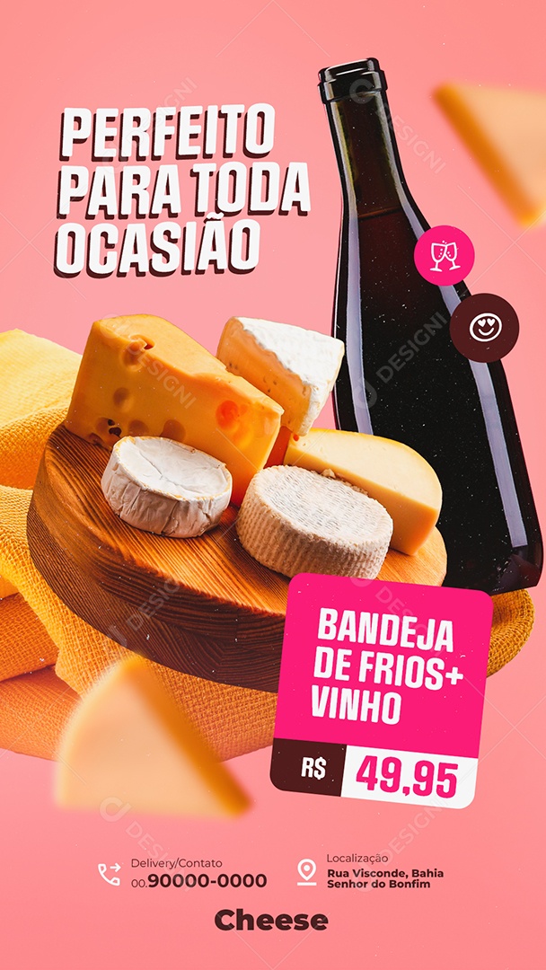 Story Empório Vinho e Bandeja de Frios Social Media PSD Editável