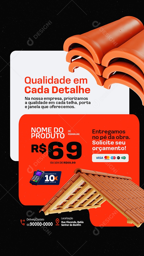 Story Loja de Telhado Qualidade em Cada Detalhe Social Media PSD Editável