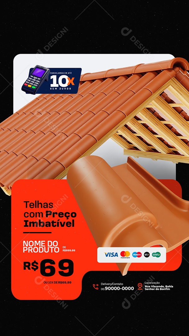Story Loja de Telhado Telhas com Preço Imbatível Social Media PSD Editável
