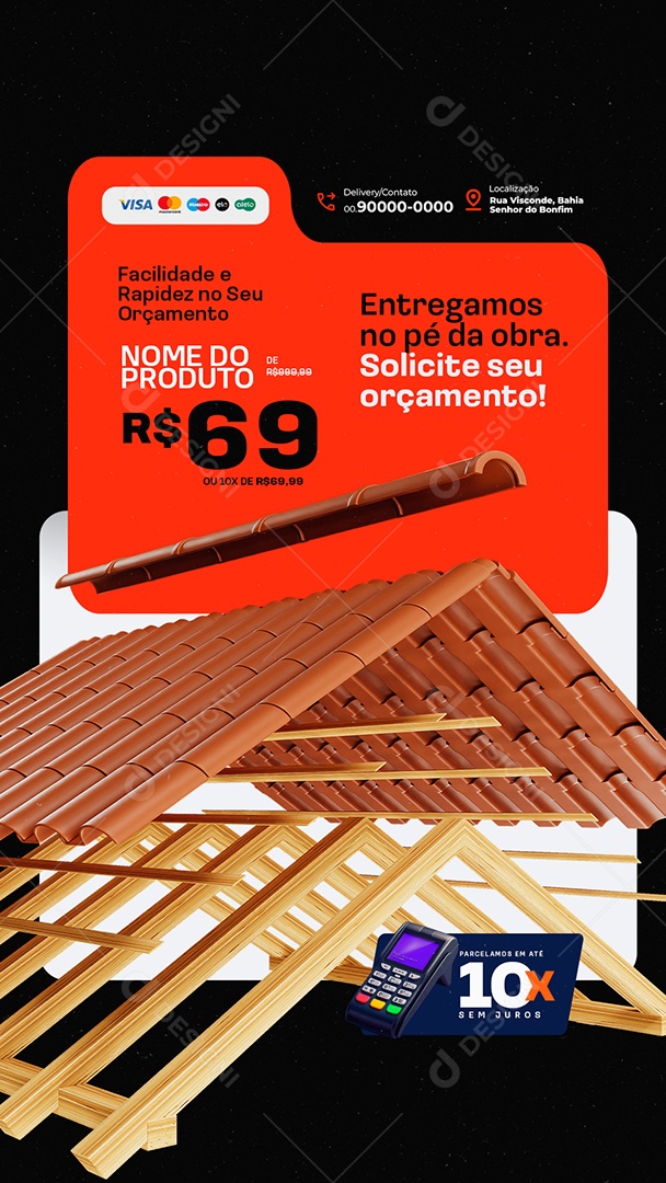 Story Loja de Telhado Facilidade e Rapidez Social Media PSD Editável