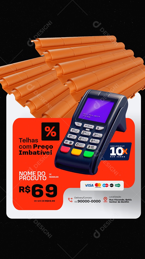 Story Loja de Telhado Telhas com Preço Imbatível Social Media PSD Editável