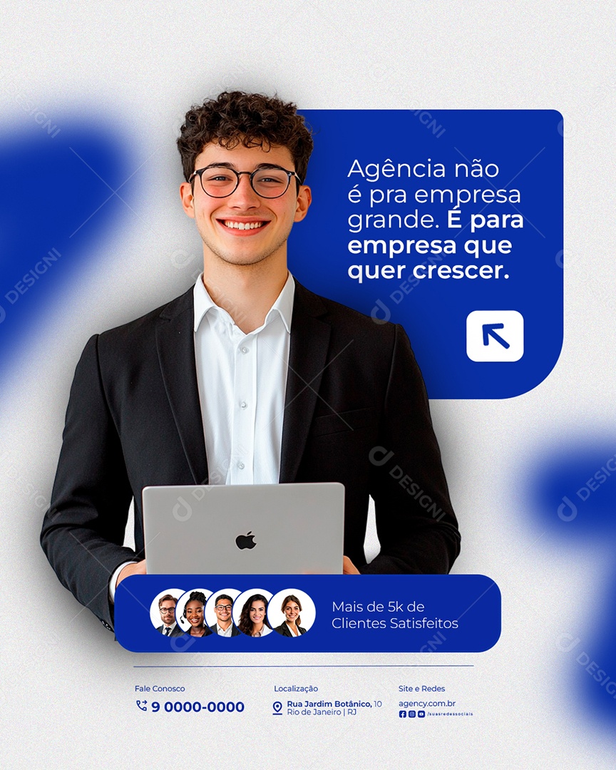 Agência de Publicidade Mais de Cinco Mil de Clientes Satisfeitos Social Media PSD Editável