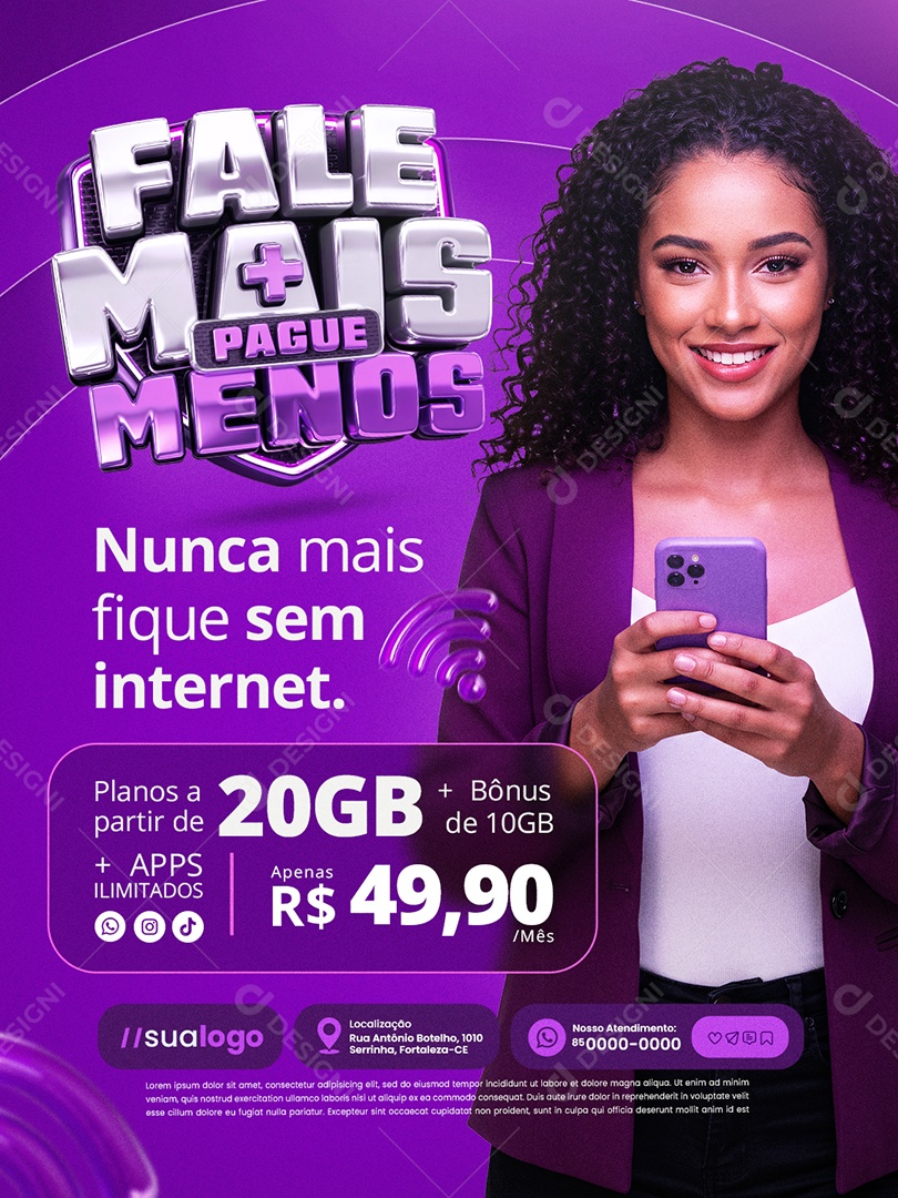 Fale Mais Pague Menos Nunca Mais Fique sem Internet Social Media PSD Editável