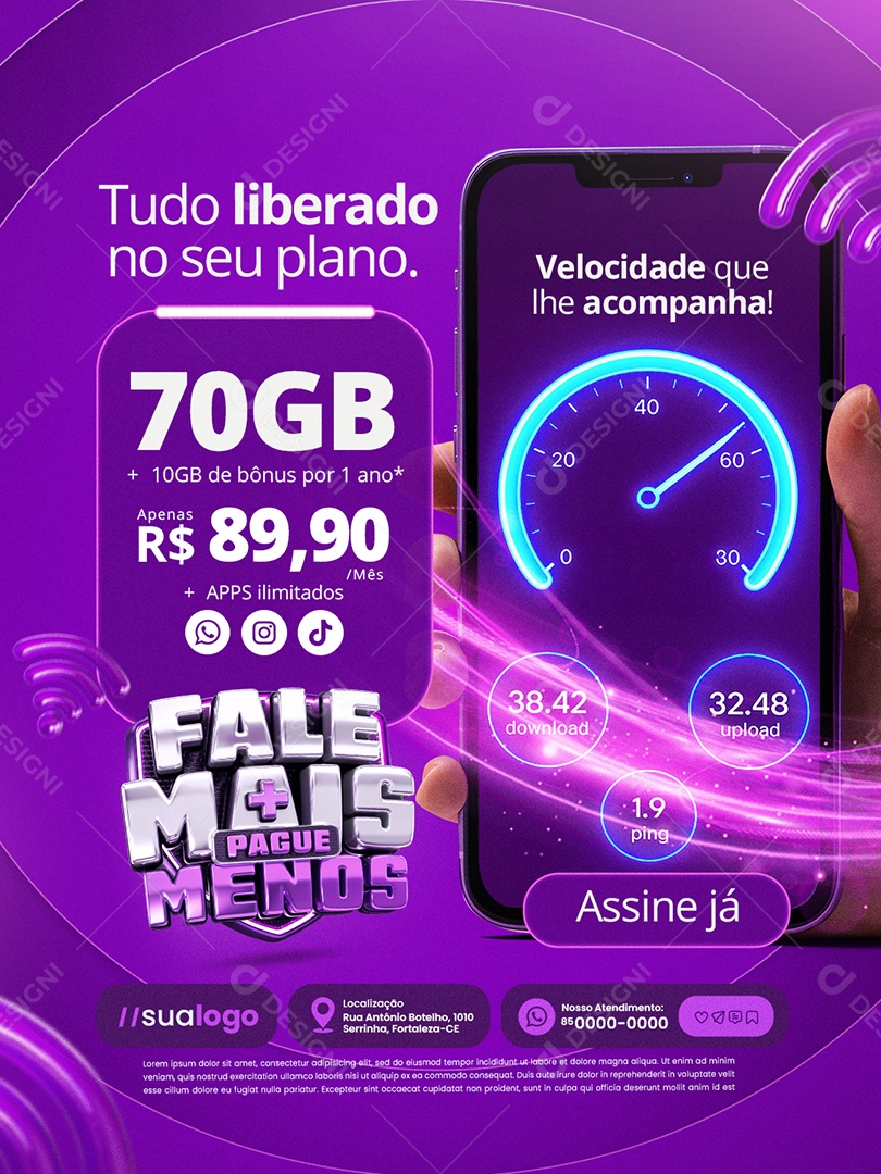 Fale Mais Pague Menos Internet Tudo Liberado no Seu Plano Social Media PSD Editável