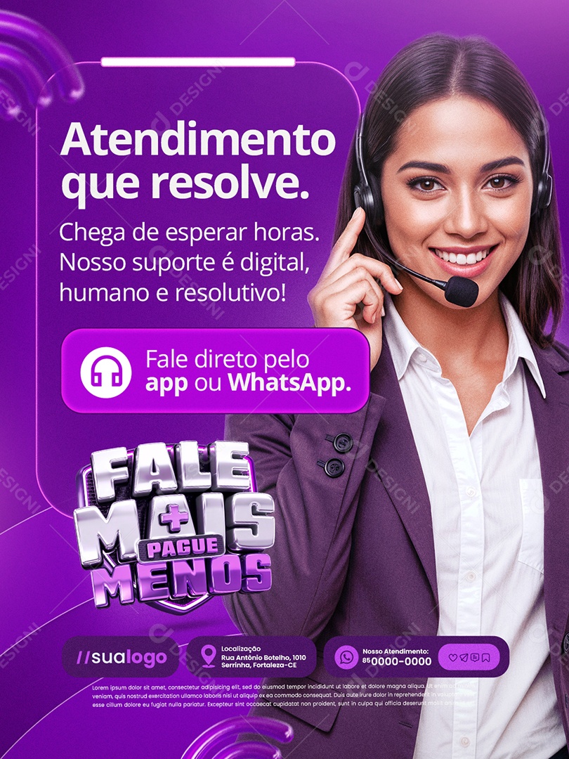 Fale Mais Pague Menos Internet Atendimento Social Media PSD Editável