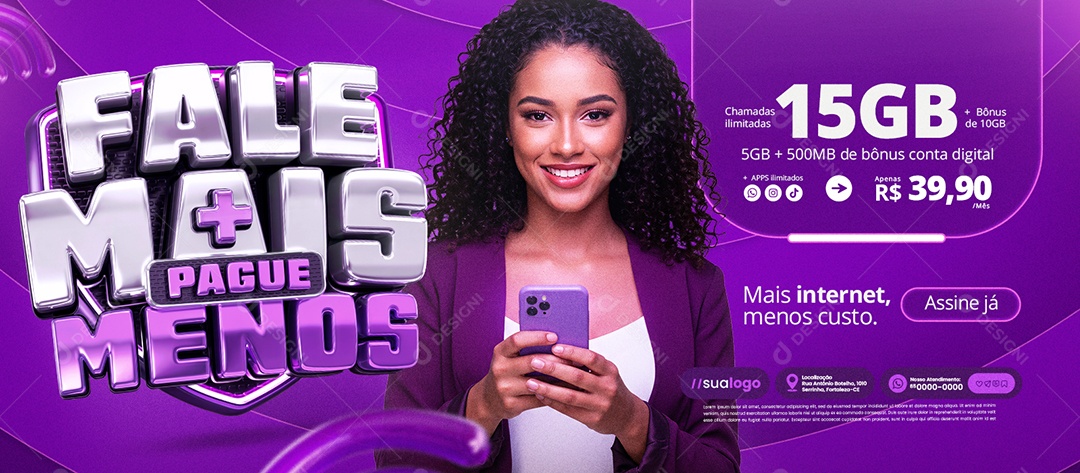 Banner Fale Mais Pague Menos Internet Assine Já Social Media PSD Editável