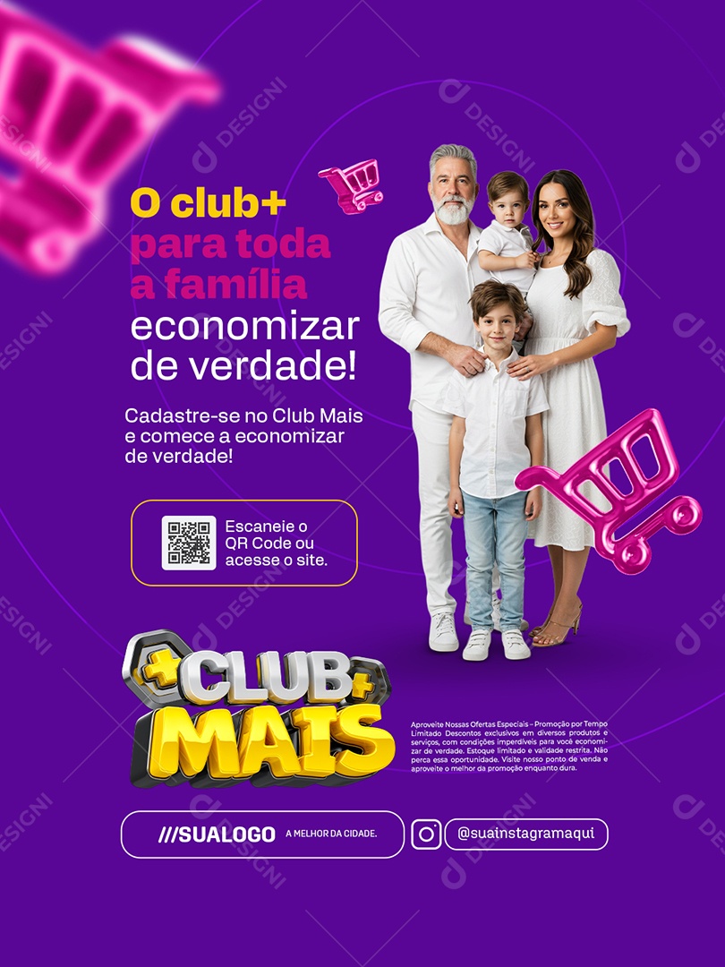 Club Mais Supermercado Economizar de Verdade Social Media PSD Editável