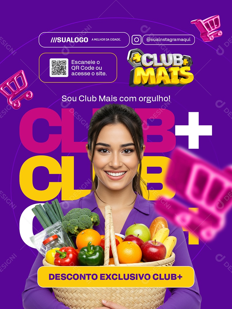 Club Mais Supermercado Hortifruti Social Media PSD Editável