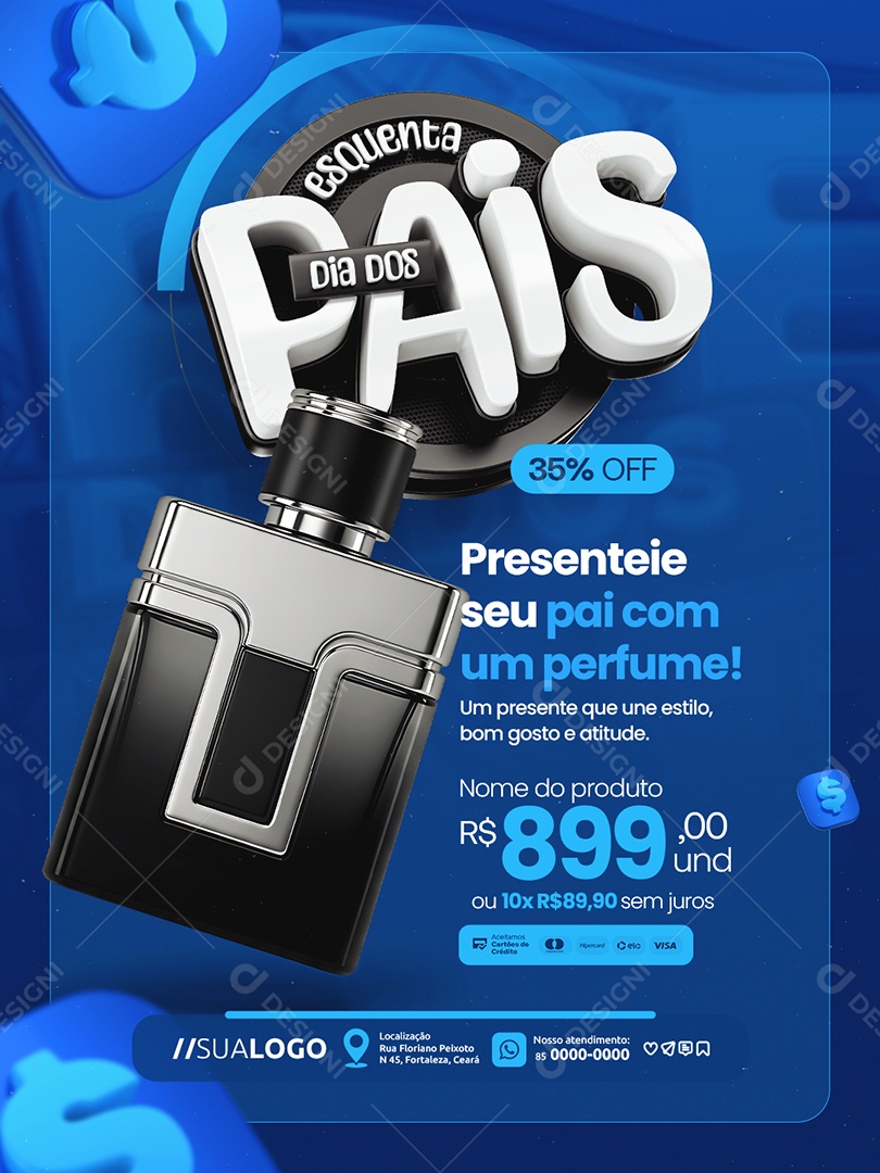 Promoção Dia dos Pais Perfumaria Presentei seu Pai Social Media PSD Editável