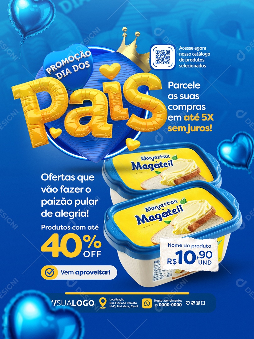 Promoção Dia dos Pais Supermercado Margarina Social Media PSD Editável
