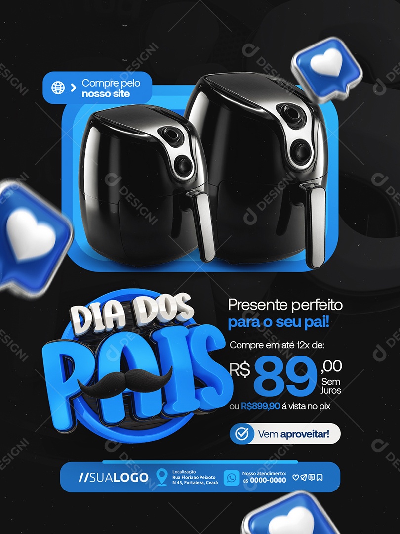 Promoção Dia dos Pais Eletrodomésticos Air Flyer Social Media PSD Editável