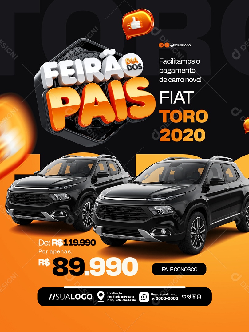 Feirão Dia dos Pais Concessionária Facilitamos o Pagamento Social Media PSD Editável