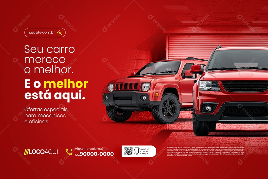 Banner Oficina Seu Carro Merece o Melhor Social Media PSD Editável