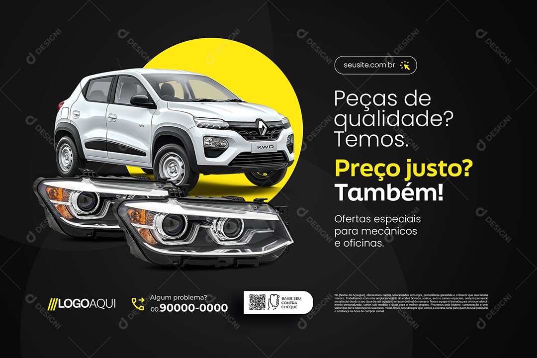 Banner Oficina Peças de Qualidade Temos Social Media PSD Editável