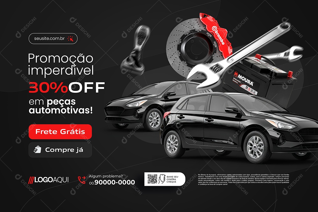 Banner Oficina Promoção Imperdível 30% Off Social Media PSD Editável