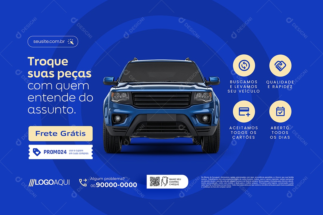 Banner Oficina Troque Suas Peças com Quem Entende Social Media PSD Editável