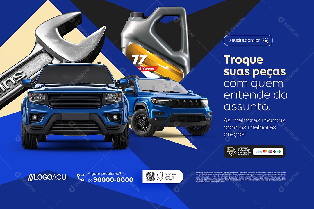 Banner Oficina Troque Suas Peças com Quem Entende Social Media PSD Editável