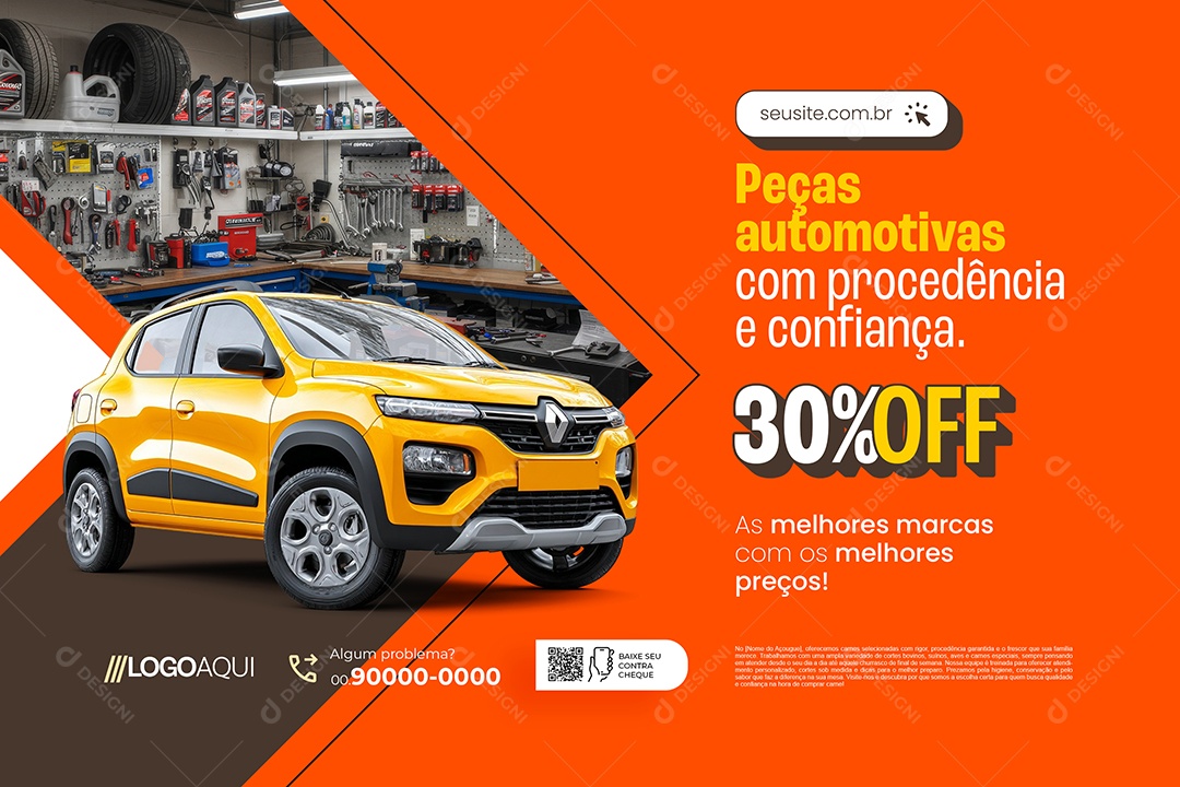 Banner Oficina Peças Automotivas Social Media PSD Editável