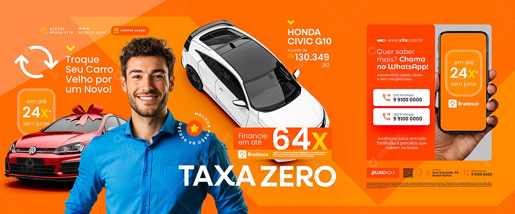 Carrossel Concessionária Taxa Zero Social Media PSD Editável