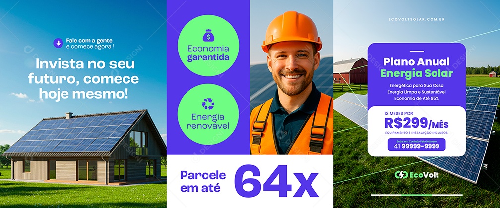 Carrossel Energia Solar Invista no Seu Futuro Social Media PSD Editável