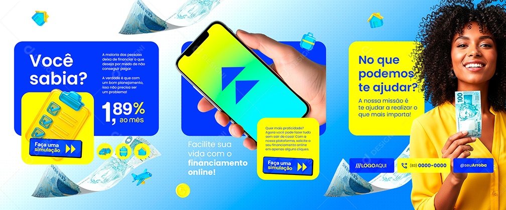 Carrossel Financiadora Faça uma Simulação Social Media PSD Editável