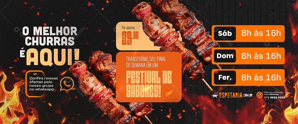 Carrossel Churrascaria O Melhor Churras é Aqui Social Media PSD Editável