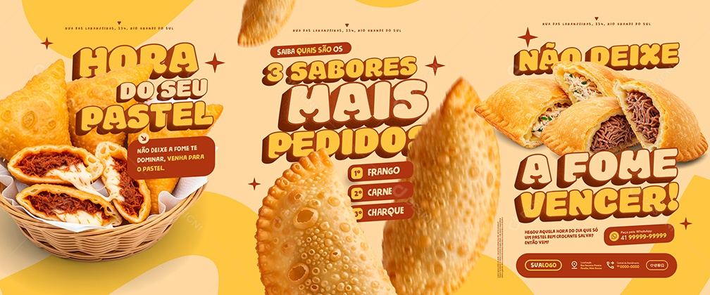 Carrossel Pastel Três Sabores Mais Pedido Social Media PSD Editável