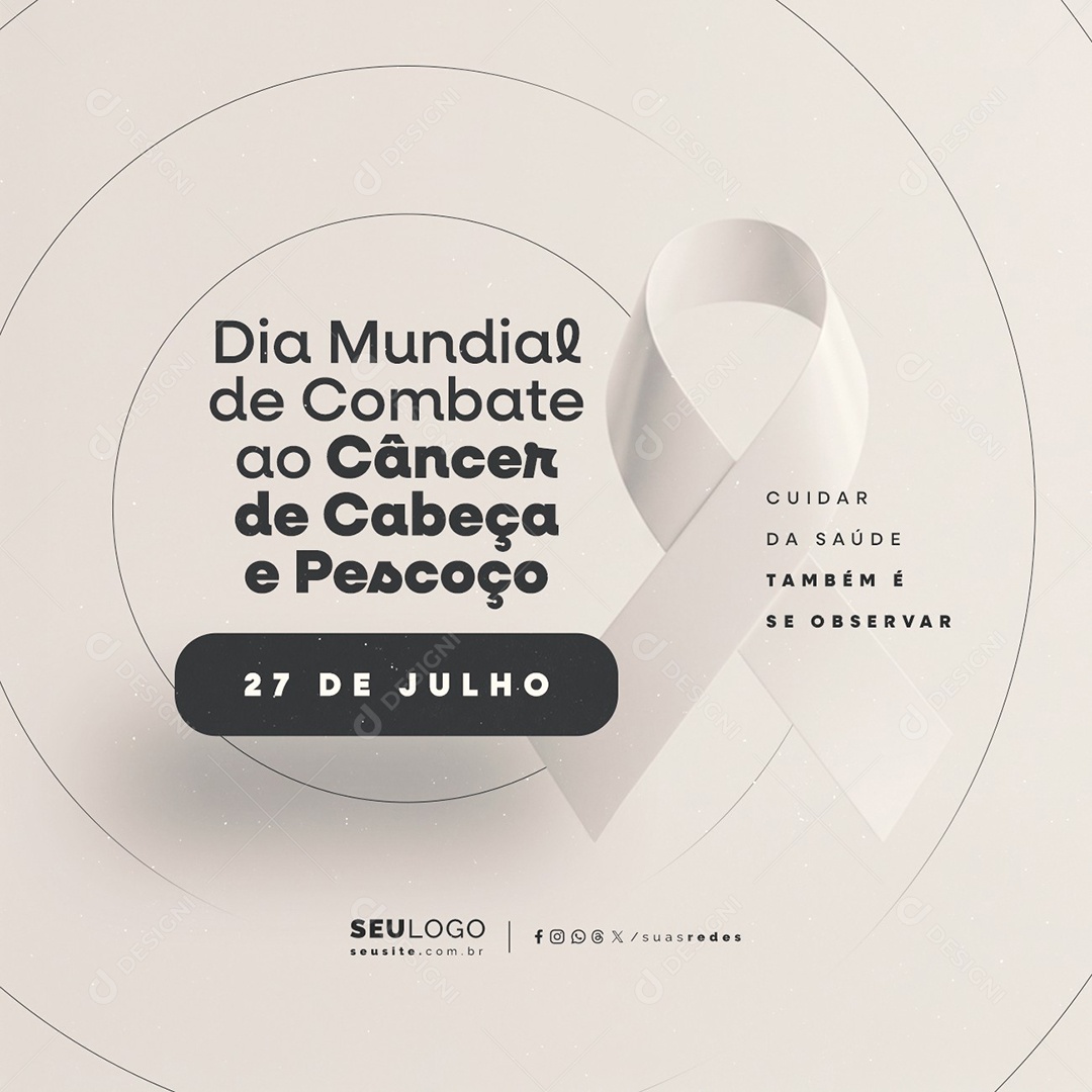 Dia Mundial de Combate ao Câncer de Cabeça e Pescoço 27 de Julho Social Media PSD Editável