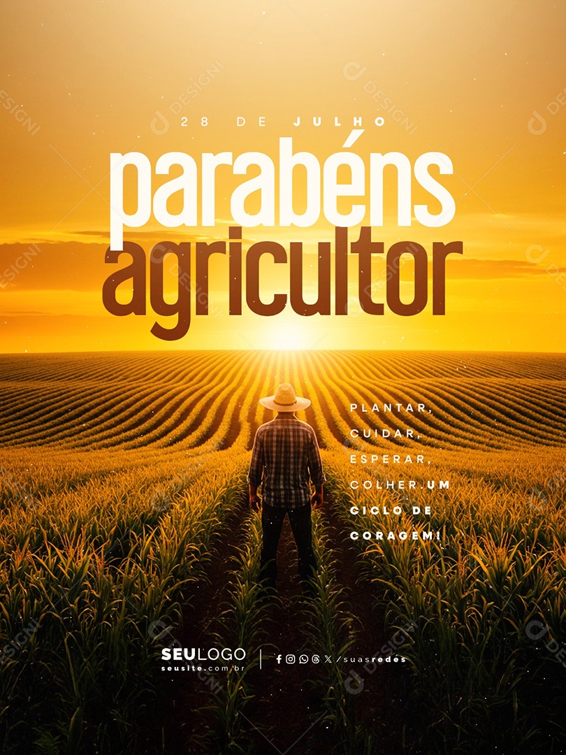 Dia do Agricultor 28 de Julho Parabéns Social Media PSD Editável