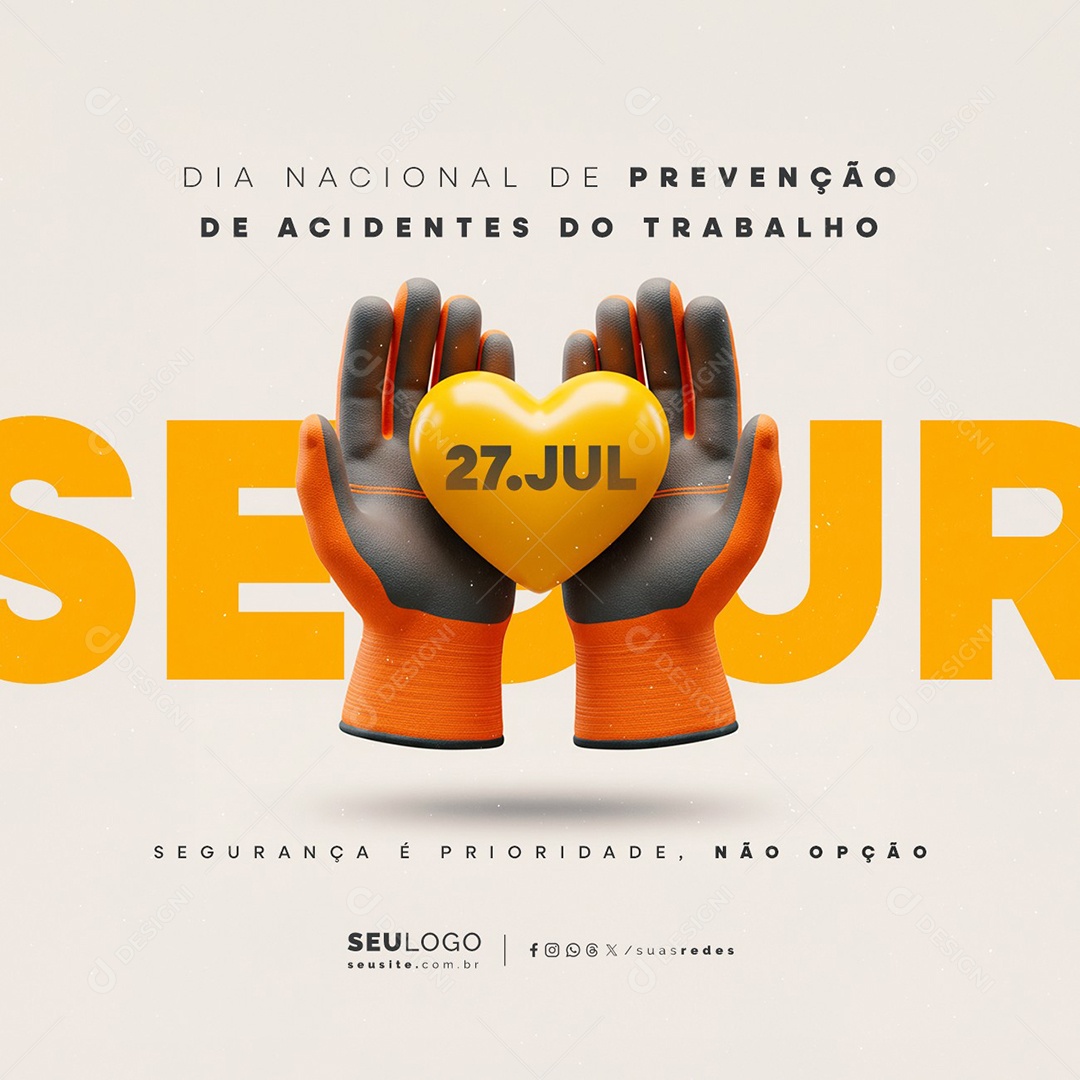 Dia Nacional de Prevenção de Acidentes do Trabalho 27 de Julho Social Media PSD Editável
