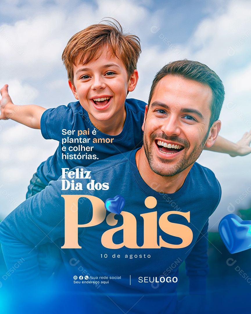 Feliz Dia Dos Pais 11 de Agosto Social Media PSD Editável