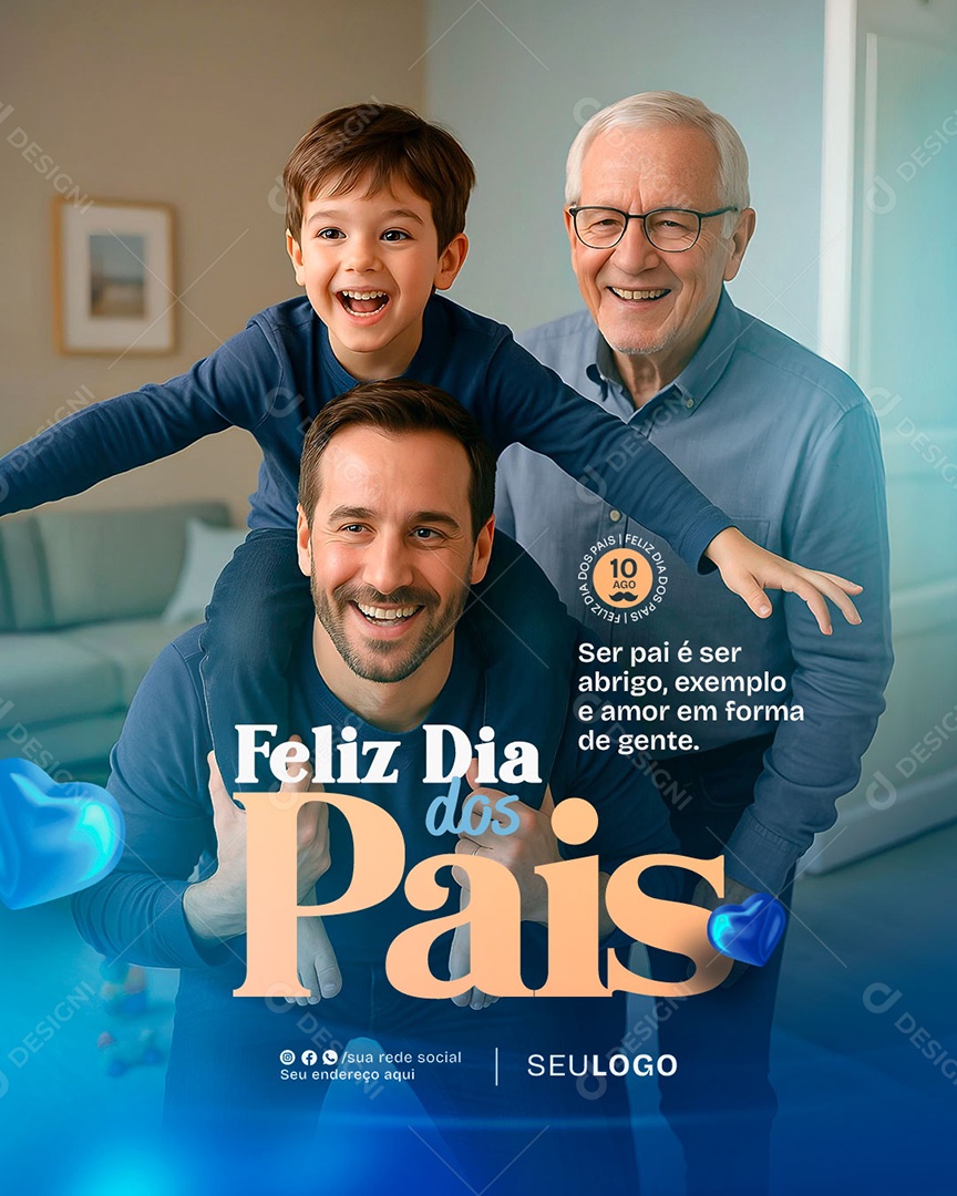 Feliz Dia Dos Pais 11 de Agosto Social Media PSD Editável