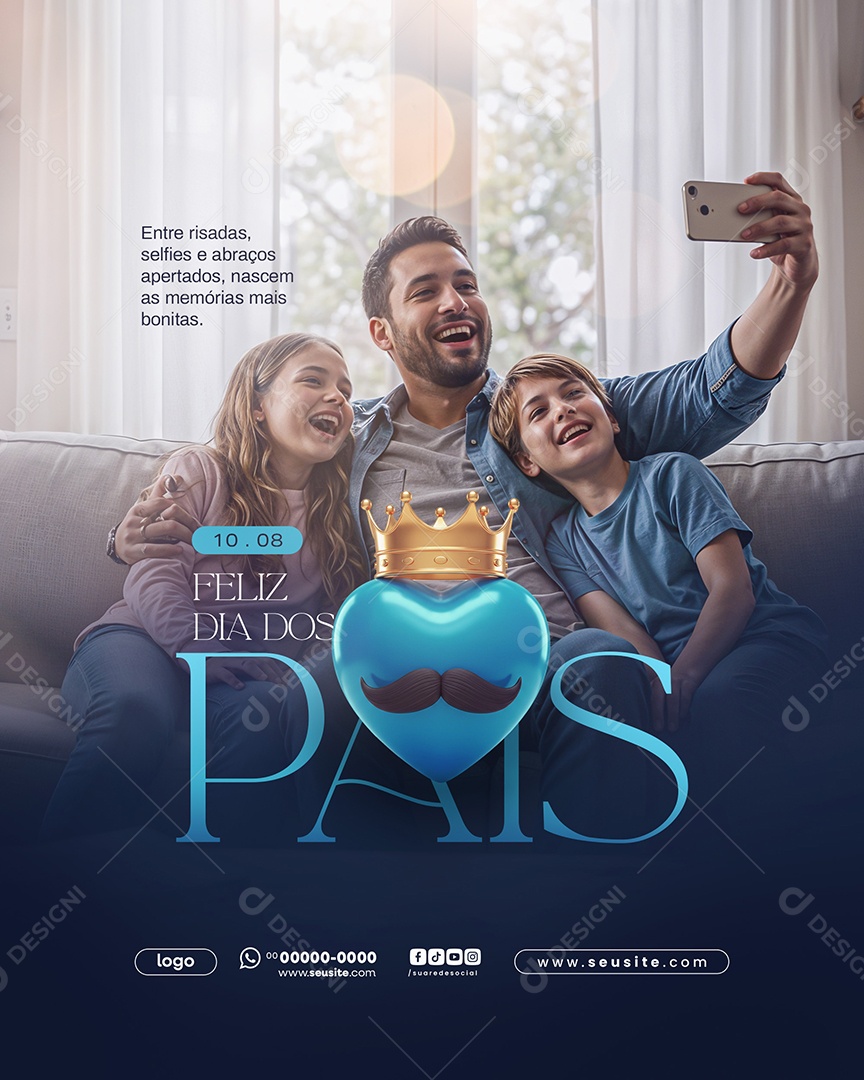 Feliz Dia Dos Pais 11 de Agosto Social Media PSD Editável