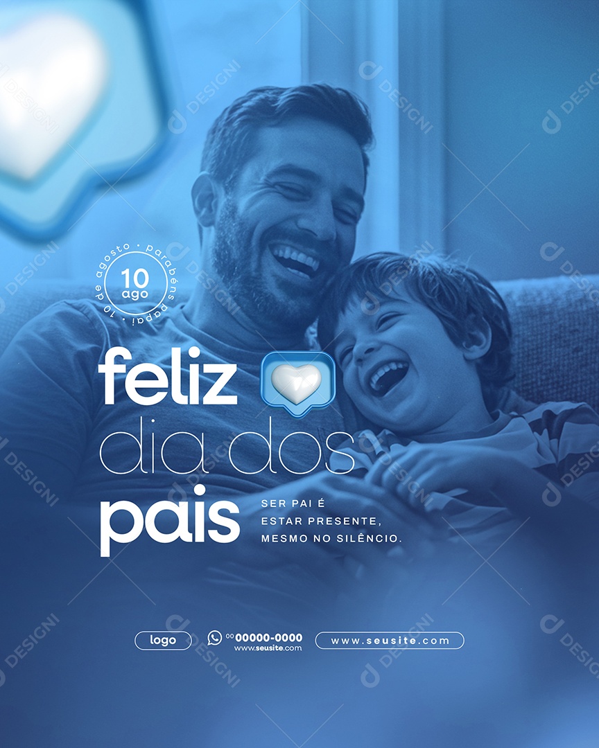 Feliz Dia Dos Pais 11 de Agosto Social Media PSD Editável