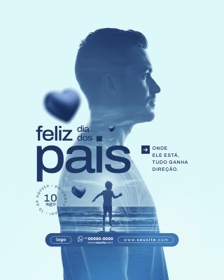 Feliz Dia Dos Pais 11 de Agosto Social Media PSD Editável