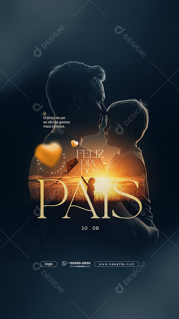 Story Feliz Dia Dos Pais 11 de Agosto Social Media PSD Editável
