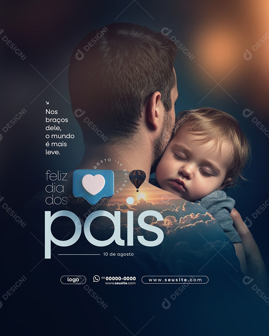 Feliz Dia Dos Pais 11 de Agosto Social Media PSD Editável