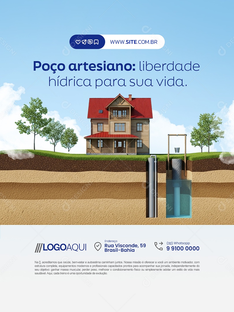Poço Artesiano Liberdade Hídrica para Sua Vida Social Media PSD Editável